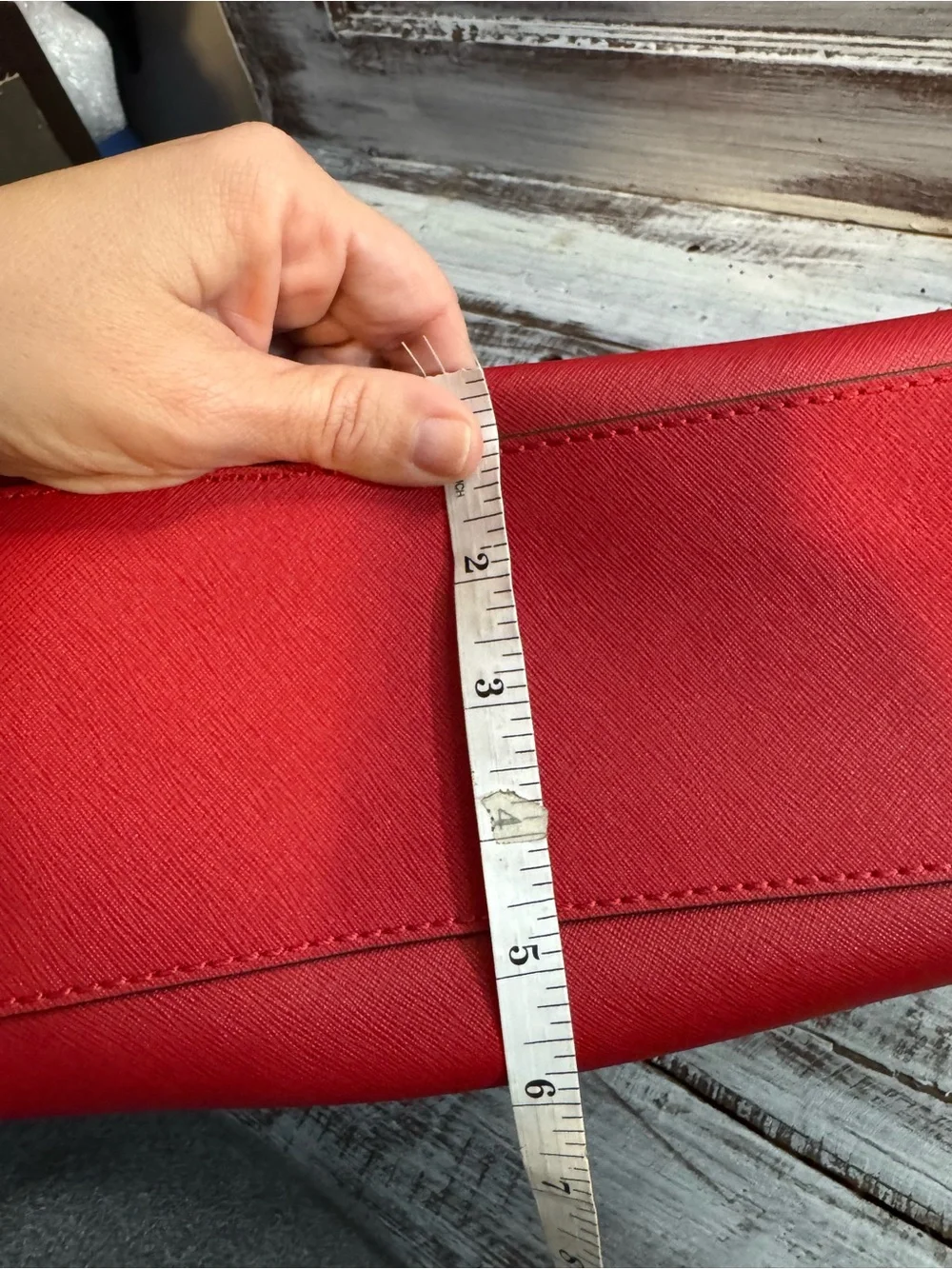 Michael Kors Red Saffiano Satchel with Gold-Tone Lock